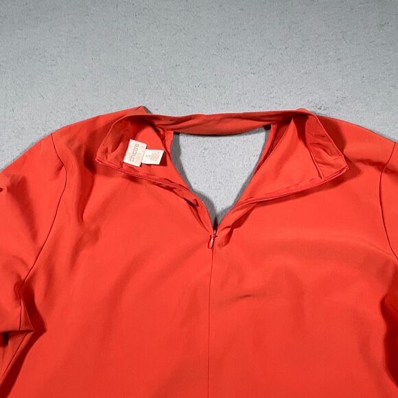 Chicos 2 Top Shirt 3 XL Pullover Keyhole Orange 3/4 Choker Sleeve Stretch Autumn - Picture 13 of 14